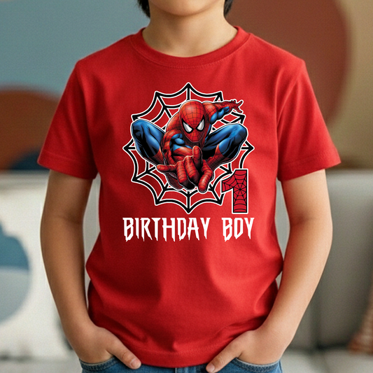 Personalized Spiderman Birthday Shirt - Custom Name and Any Age Superhero Birthday Boy Tee - Spiderman Family Matching Shirts - Spidey Theme Party Outfits