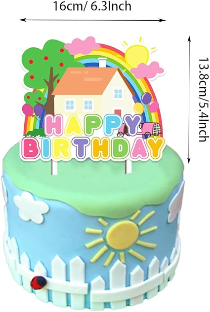 Pink Peppa Pig inspired Birthday Party Supplies,Birthday Banner Cake Toppers Balloons,Pink Pig Theme Party Decorations