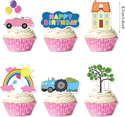 Pink Peppa Pig inspired Birthday Party Supplies,Birthday Banner Cake Toppers Balloons,Pink Pig Theme Party Decorations