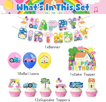Pink Peppa Pig inspired Birthday Party Supplies,Birthday Banner Cake Toppers Balloons,Pink Pig Theme Party Decorations