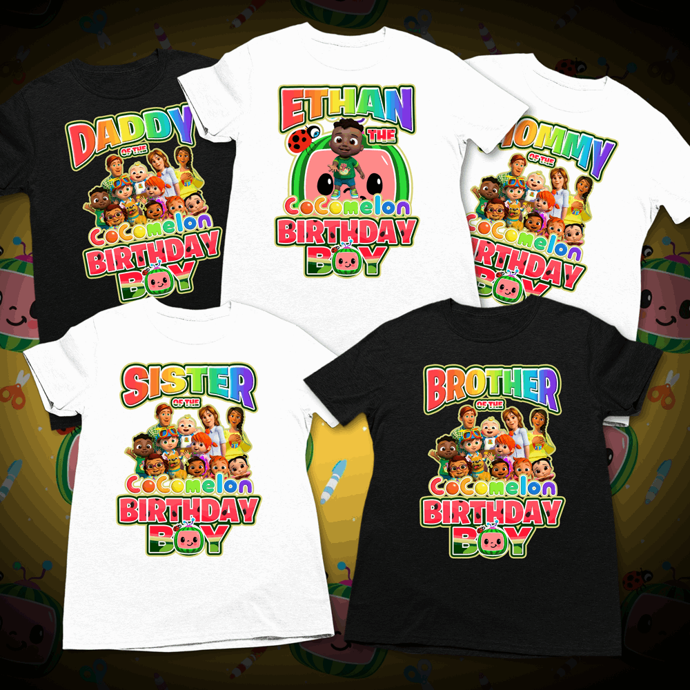 African American Cocomelon Birthday Boy with Matching Family birthday Shirts