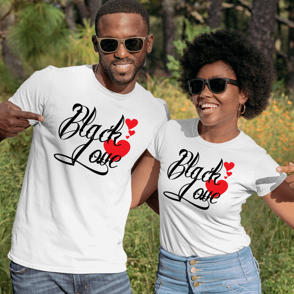 Black Love tshirt, matching couple shirts, couples tee shirts, valentine's day gift for her, valentines gifts for men - Wilson Design Group