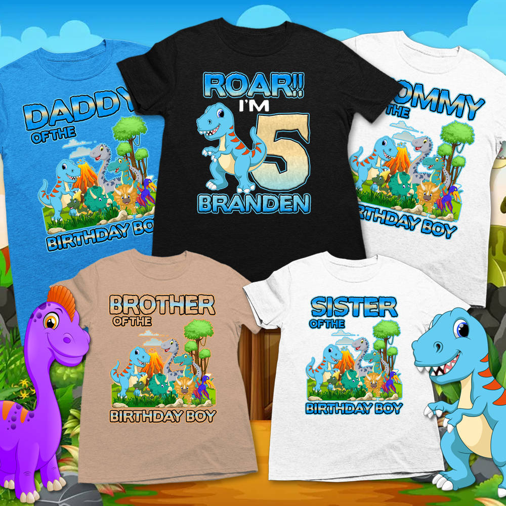 T Rex Dinosaur birthday shirt, dinosaur birthday shirts for family - Wilson Design Group