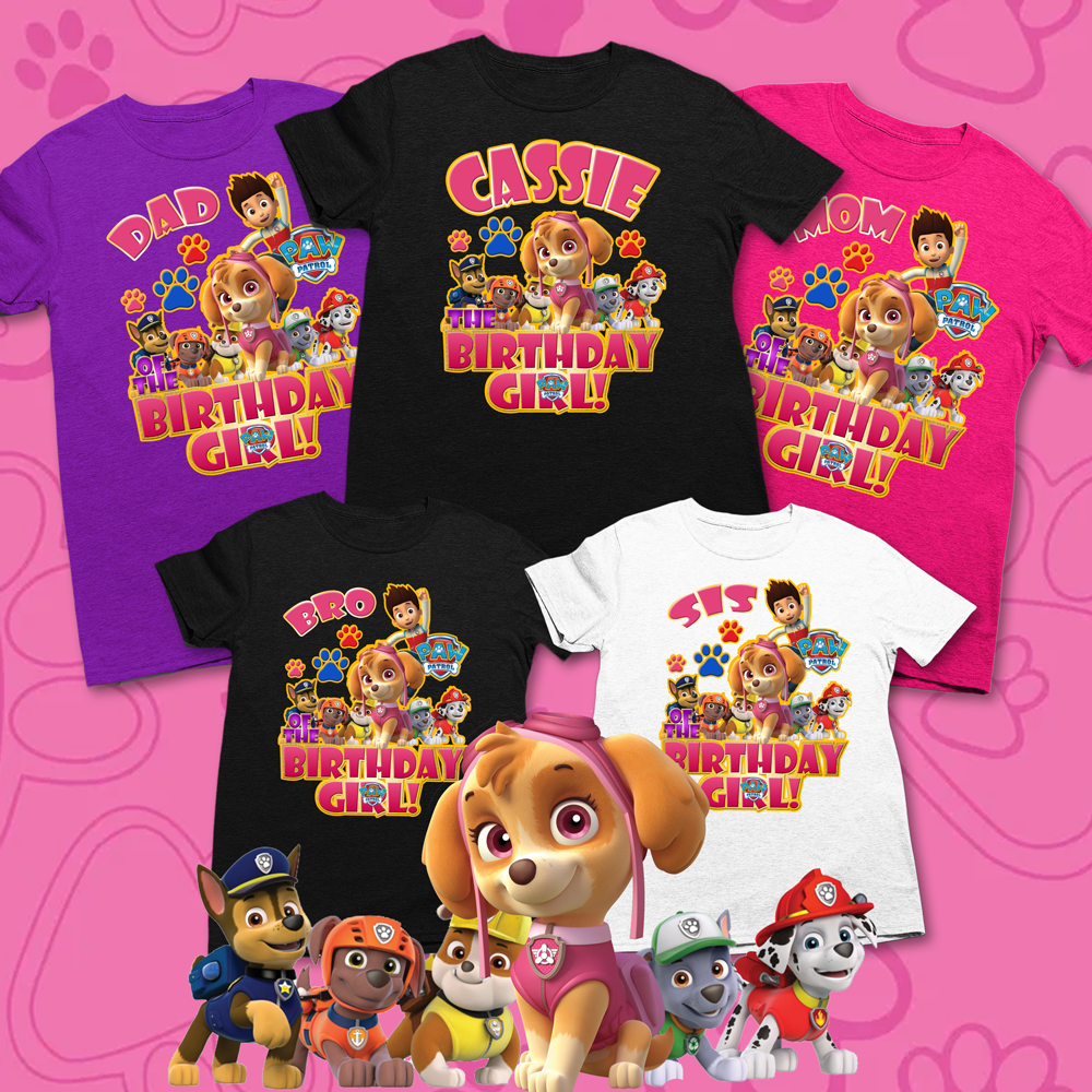 Customized paw patrol birthday shirt discount