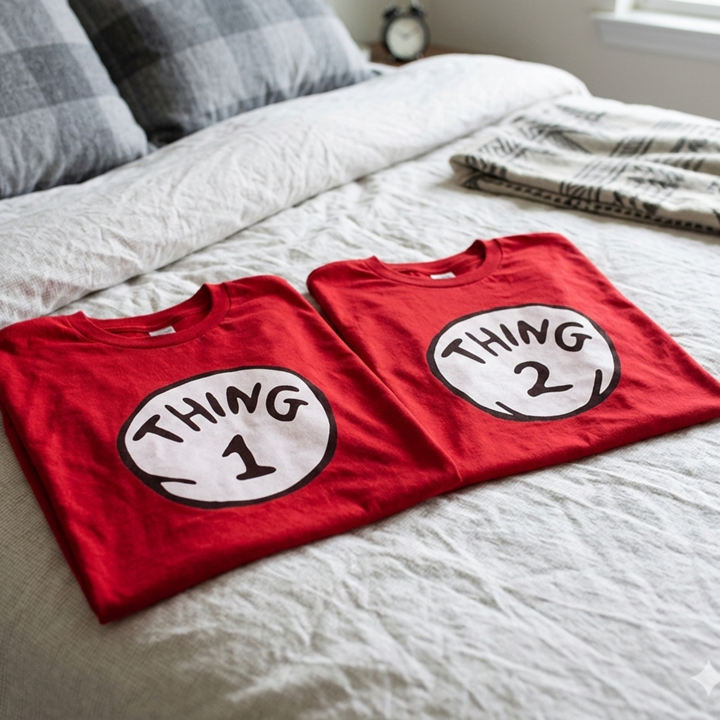 Thing 1 and Thing 2 Matching Red Graphic T-Shirts | Dr. Seuss Inspired Couple & Best Friend Tees
