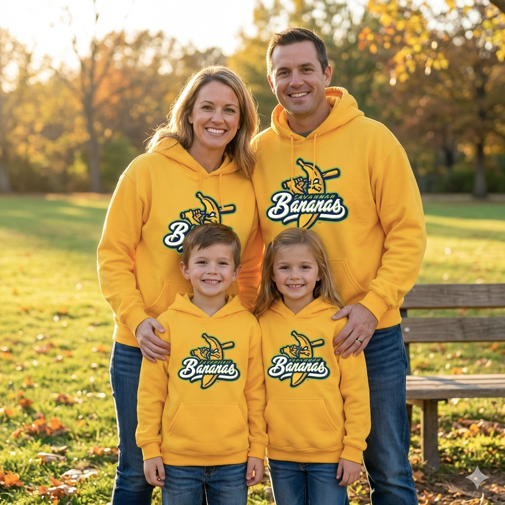 Bananas Baseball Hoodie - Savannah Premium Fan Gear for the Whole Family (Adult & Kids Sizes)