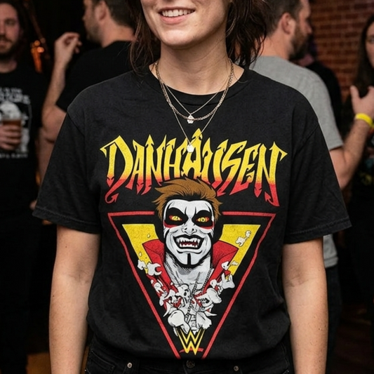 Danhausen Very Nice Very Evil Pro Wrestling Fan T-Shirt - Custom Graphic Tee for Men & Women - Comic Style Horror Wrestler Apparel - Black 100% Cotton Short Sleeve Shirt