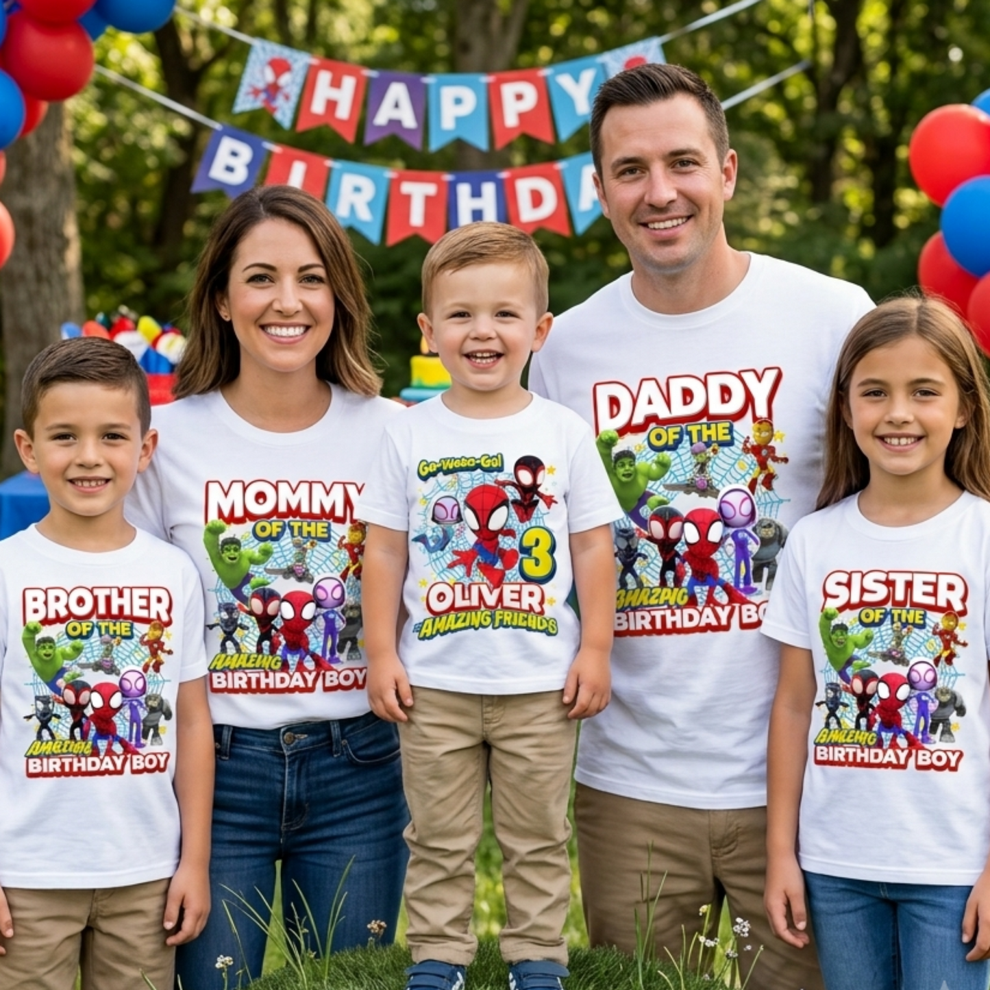 Spidey and His Amazing Friends Birthday Shirts | Custom Family Matching Spidey Birthday Tees | Personalized Spider-Man Family Shirts | Mommy, Daddy, Brother, Sister Birthday Crew Outfits