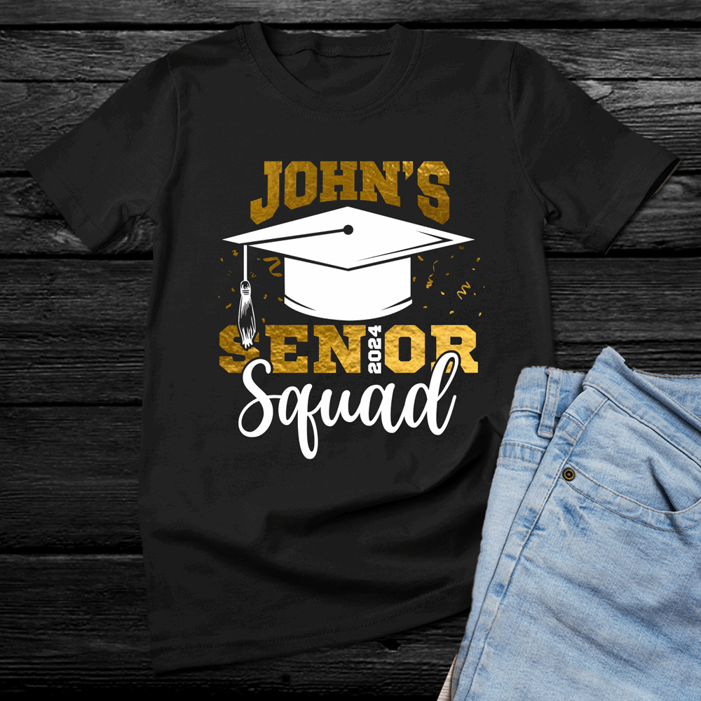 Personalized Senior squad shirt, Class of 2024 t-shirt, shirts for graduating seniors (Choose your color)