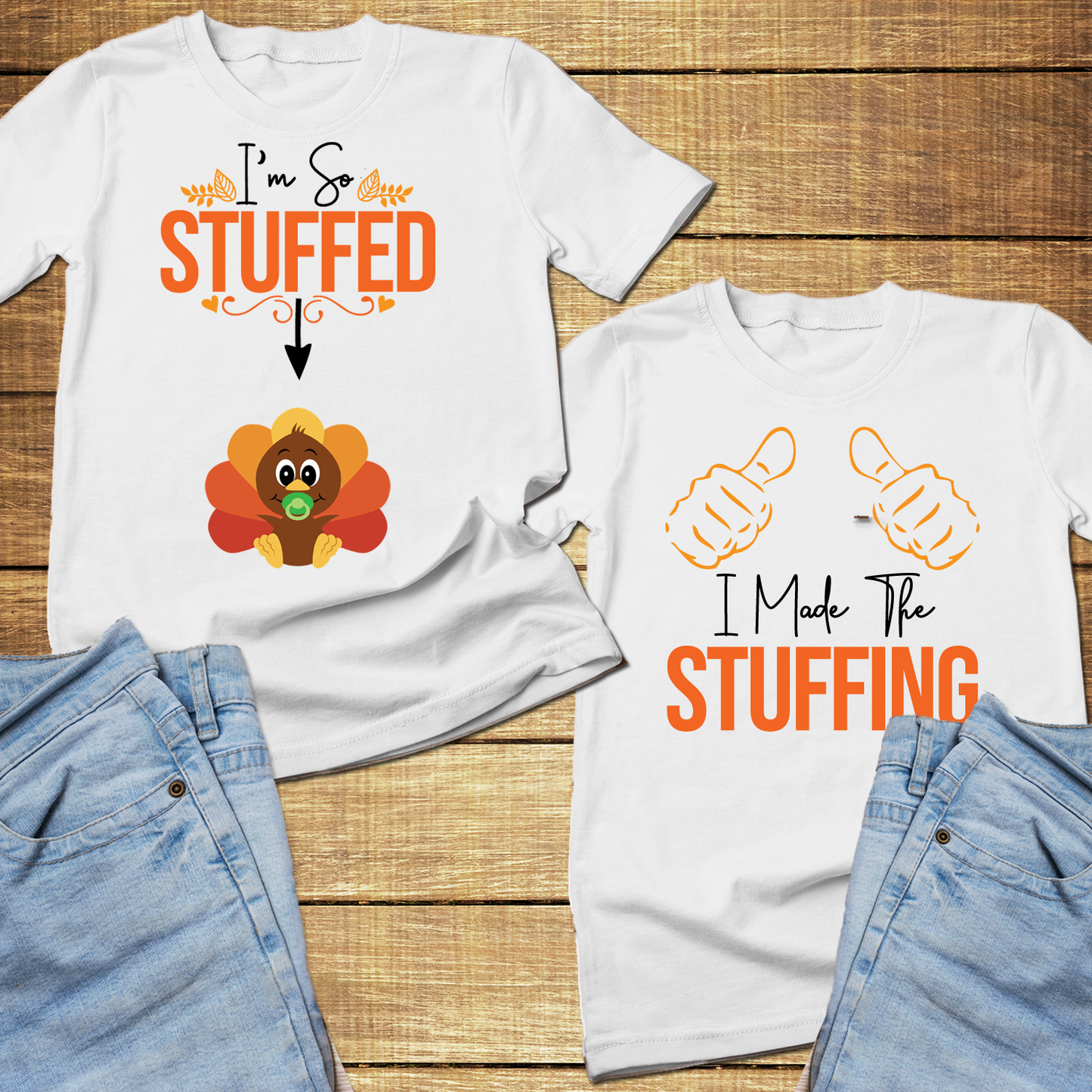 I'm so stuffed Couple thanksgiving pregnancy announcement shirt, thanksgiving maternity shirt, couple thanksgiving shirt - Wilson Design Group