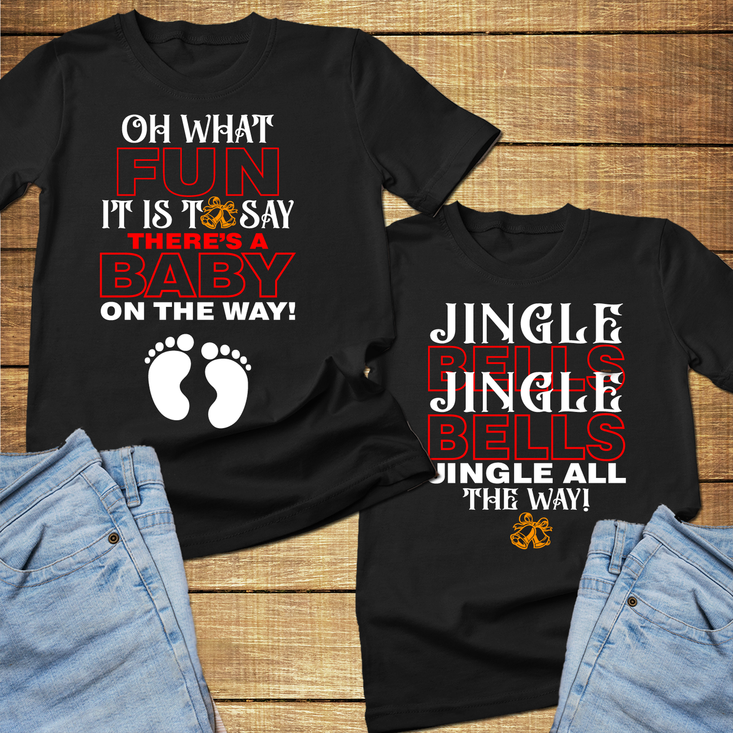 Oh what fun it is to say a baby is on the way christmas t shirt pregnant, couple christmas shirts for pregnant women - Wilson Design Group