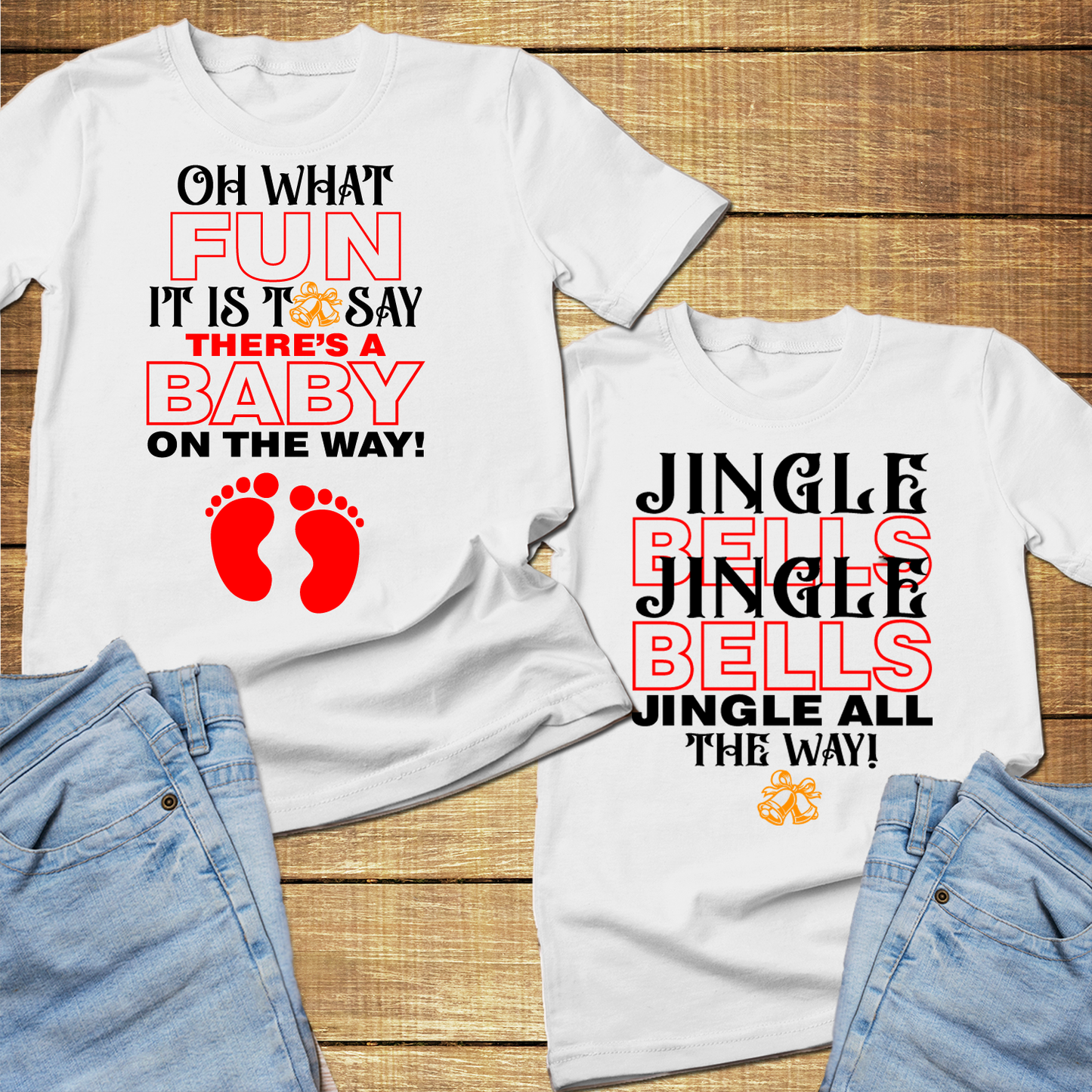 Oh what fun it is to say a baby is on the way christmas t shirt pregnant, couple christmas shirts for pregnant women - Wilson Design Group