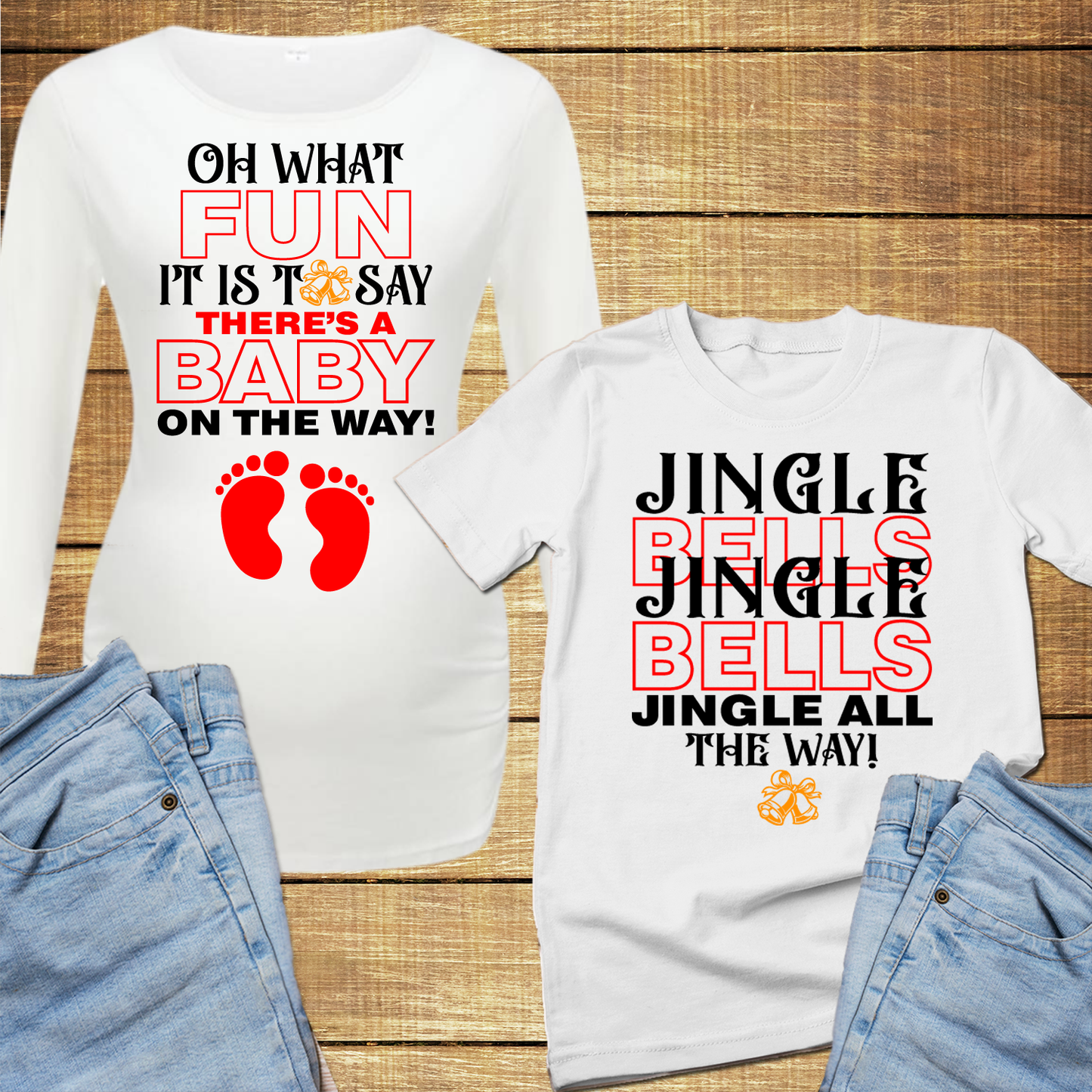 Oh what fun it is to say a baby is on the way christmas t shirt pregnant, couple christmas shirts for pregnant women - Wilson Design Group
