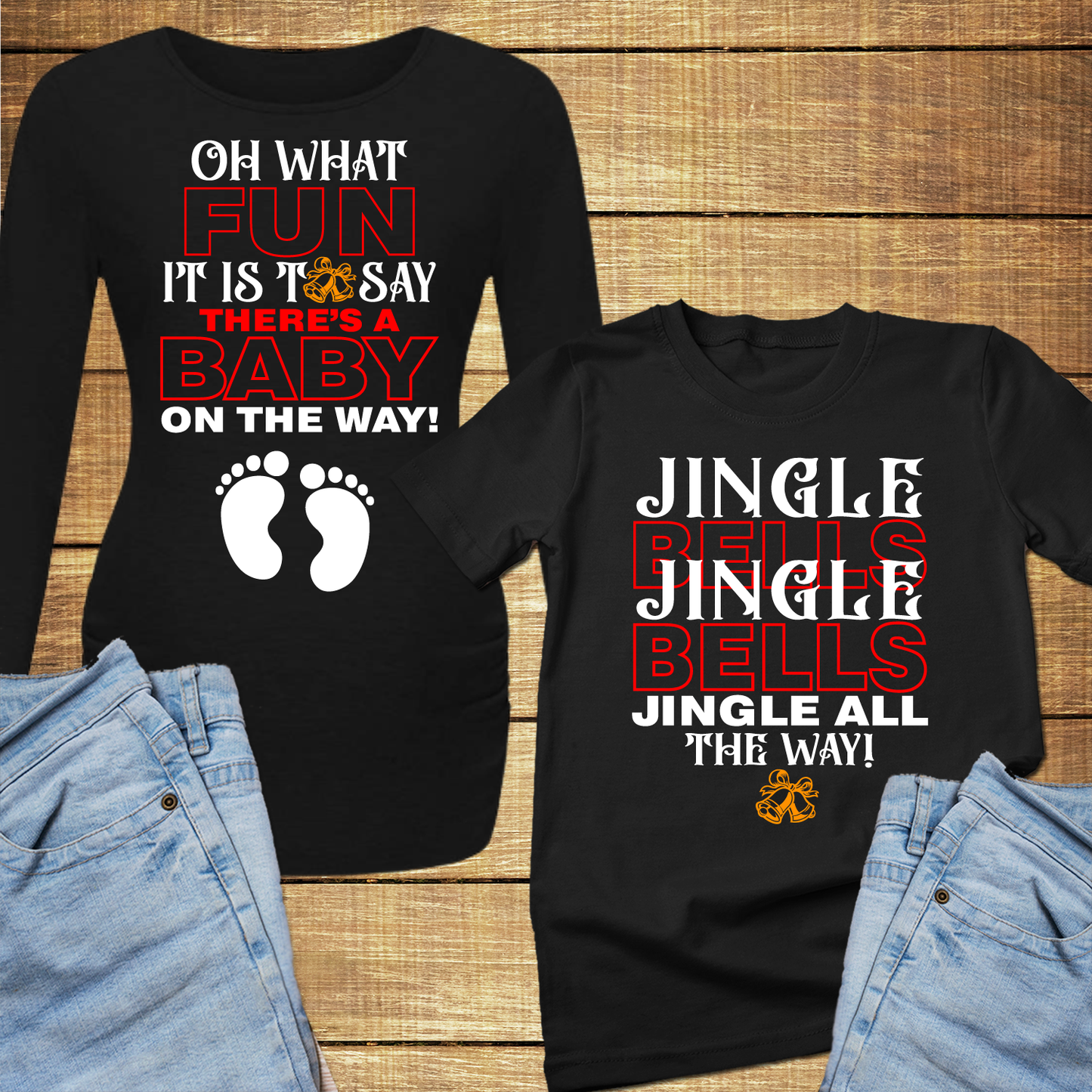 Oh what fun it is to say a baby is on the way christmas shirt pregnant, couple christmas shirts for pregnant women - Wilson Design Group