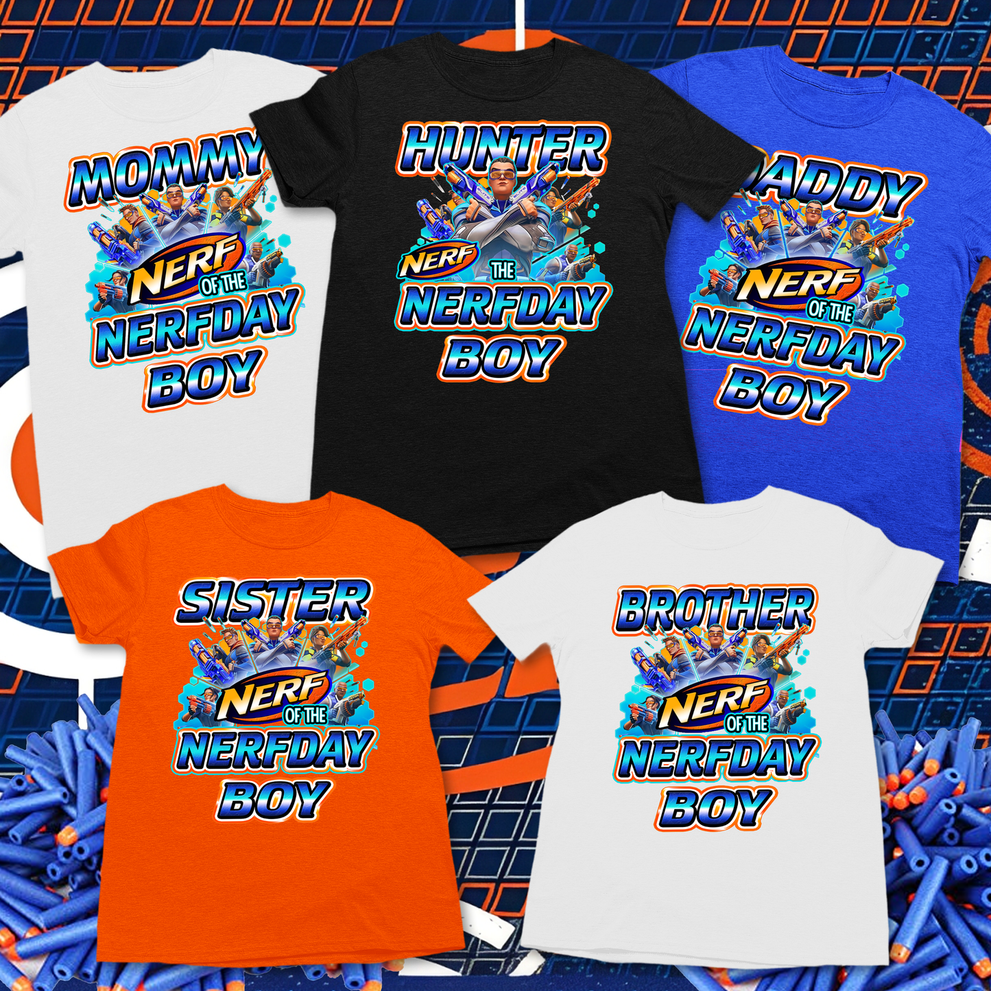 Personalized Nerf Birthday Boy Shirt, Nerfday birthday shirts for family - Wilson Design Group