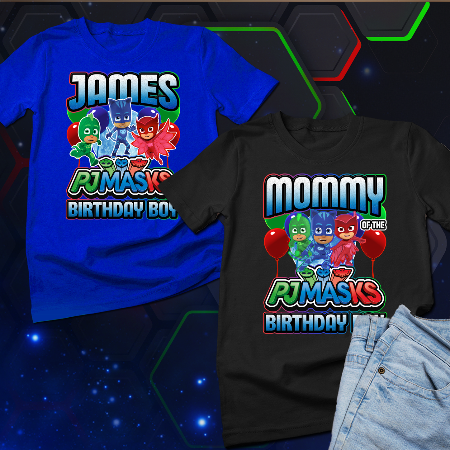 Customized PJ Mask Birthday Boy shirt, PJ Mask Matching Family Birthday Shirts - Wilson Design Group