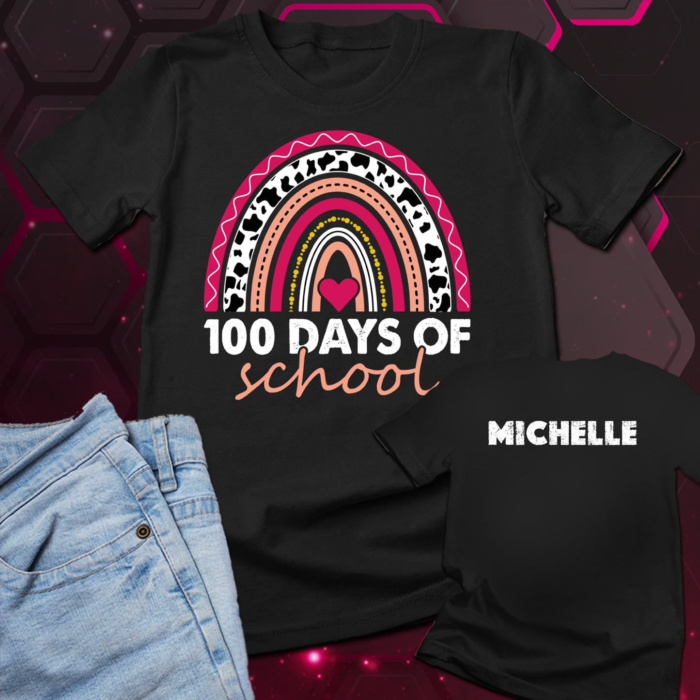 Custom 100 Days of school shirt for girls, 100 Days Of School Shirt Kids 100 Days of School Toddler Shirt, 100 Days of School Teacher Shirt with name - Wilson Design Group