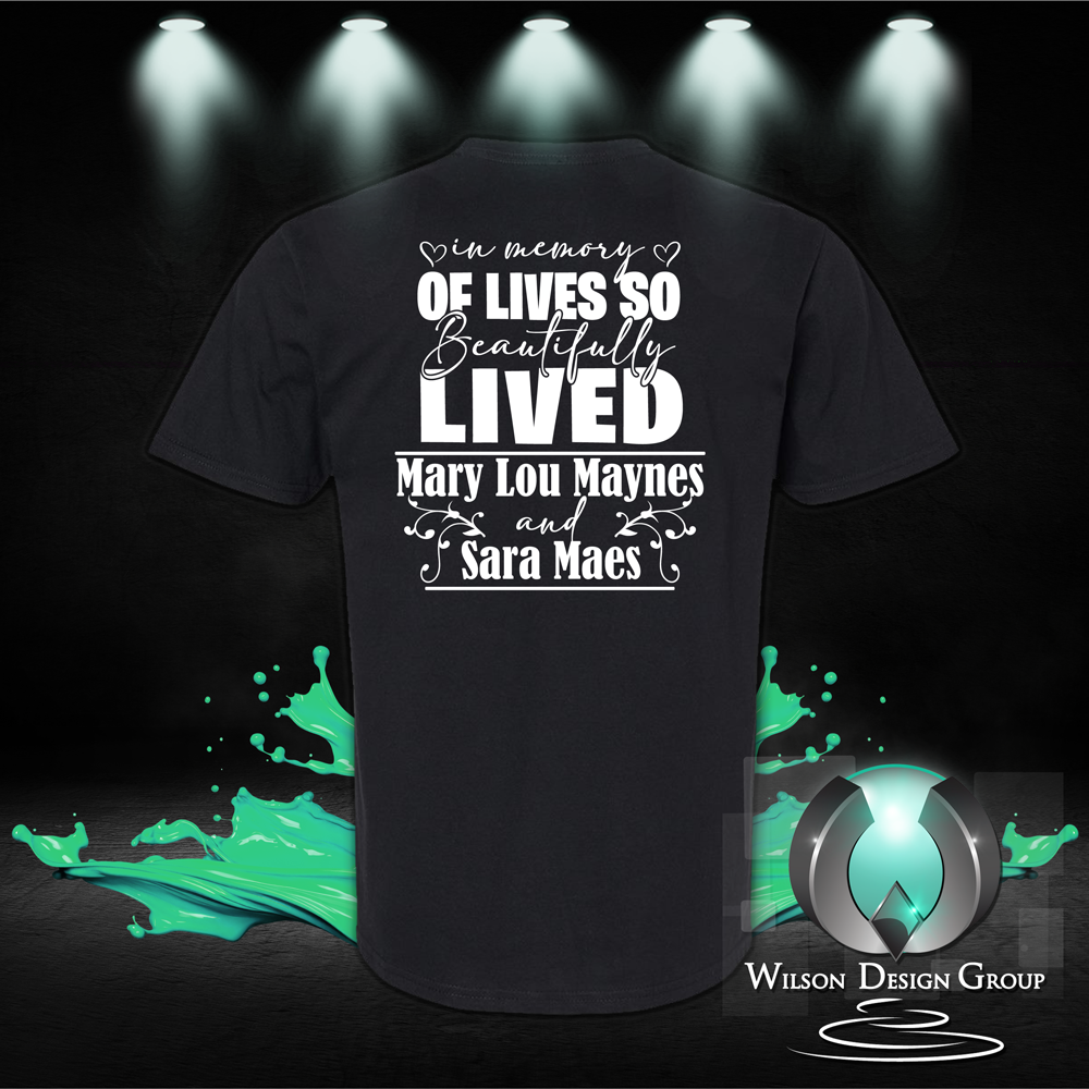 Justice for & In memory of Mary Lou Maynes and Sara Maes (Design on the Back) - Wilson Design Group