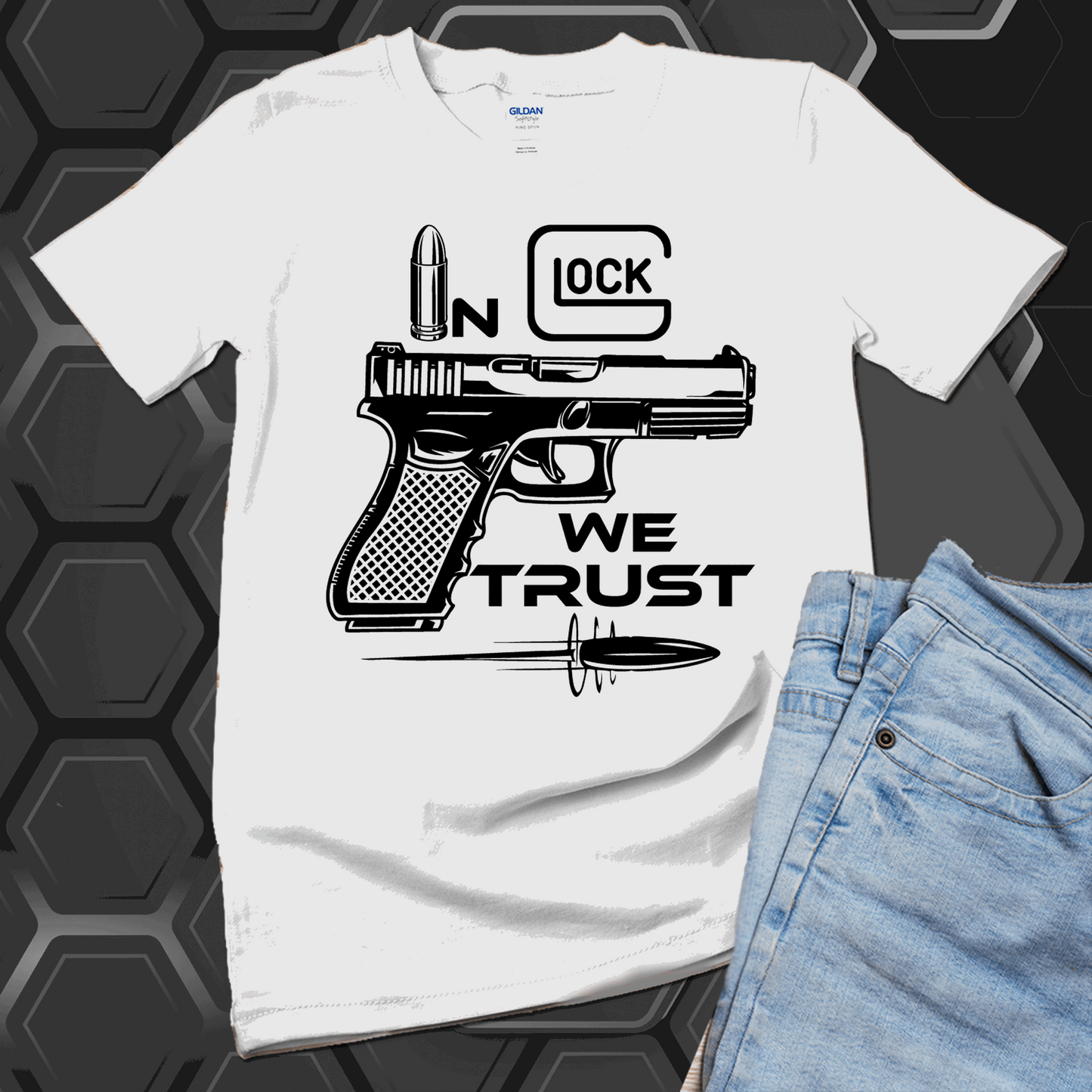 In Glock we Trust T-Shirt, Glock firearm t-shirt - Wilson Design Group