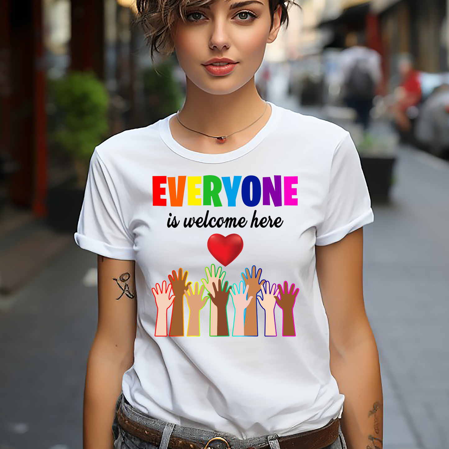 Everyone is welcome here Shirt, Sweatshirt, and Hoodie - Wilson Design Group