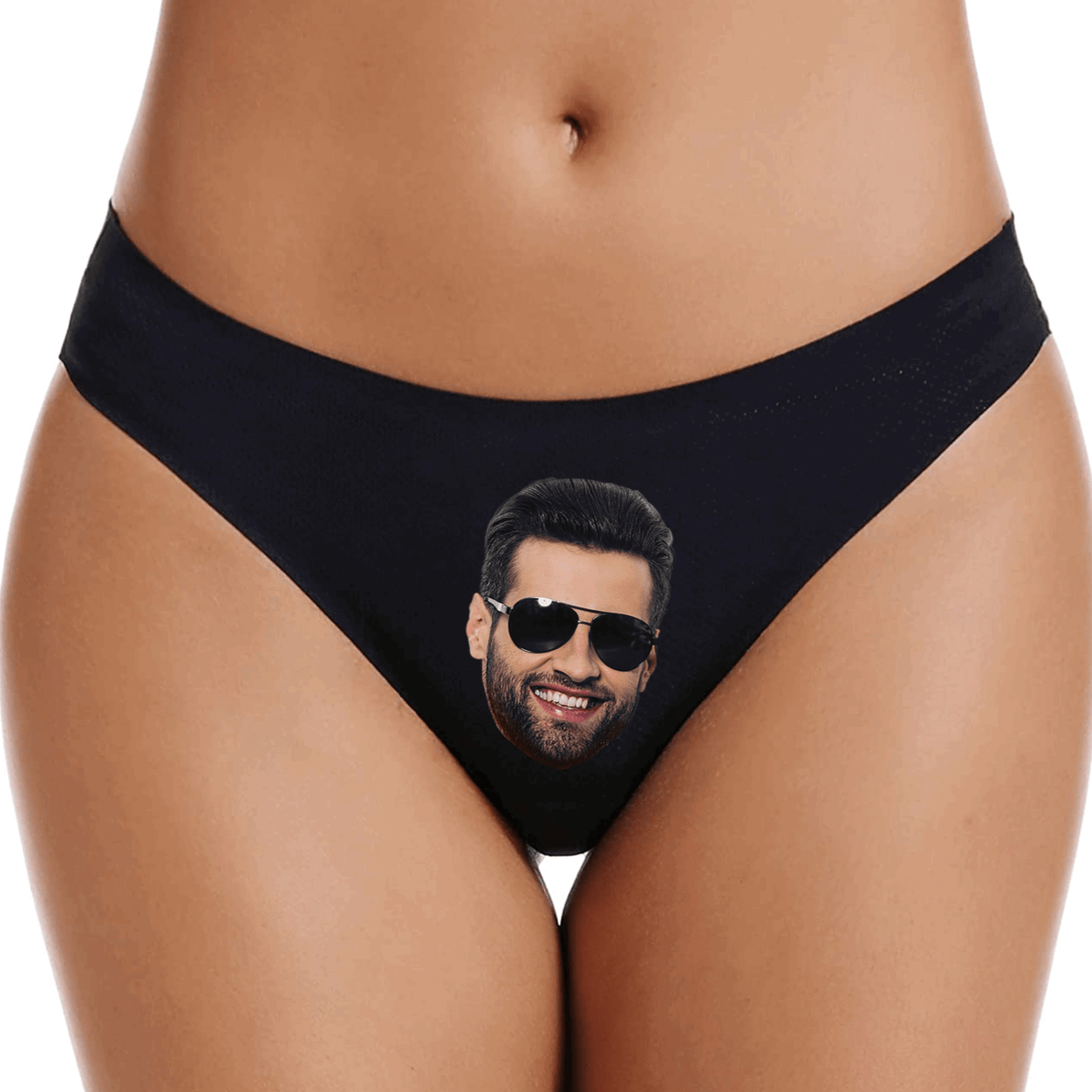 Add a Face Thongs (Black) Add Name or Phrase on the Back