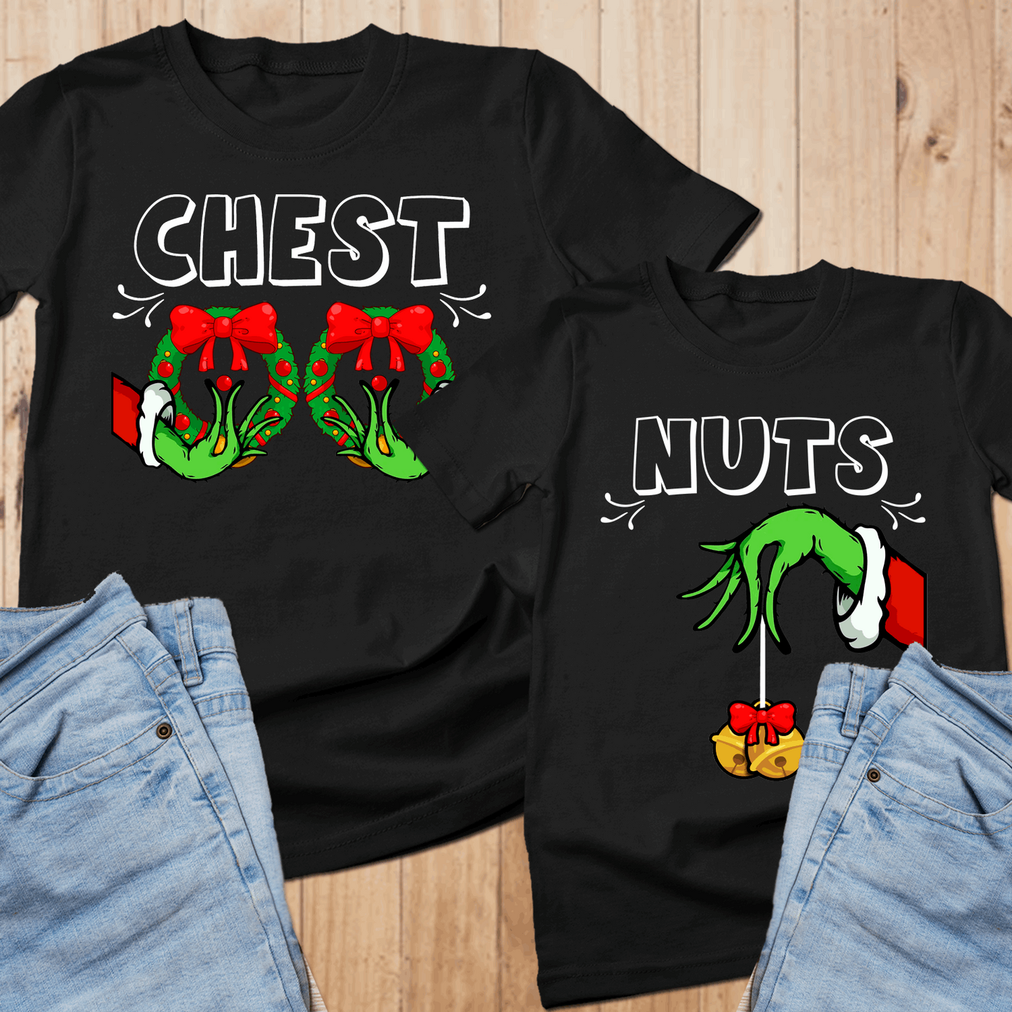 Chest Nuts Couples Matching T Shirts, Funny Christmas Matching Shirts, Holiday Sweatshirt, Cute Christmas Shirt, Couple Sweater, Family Tee - Wilson Design Group