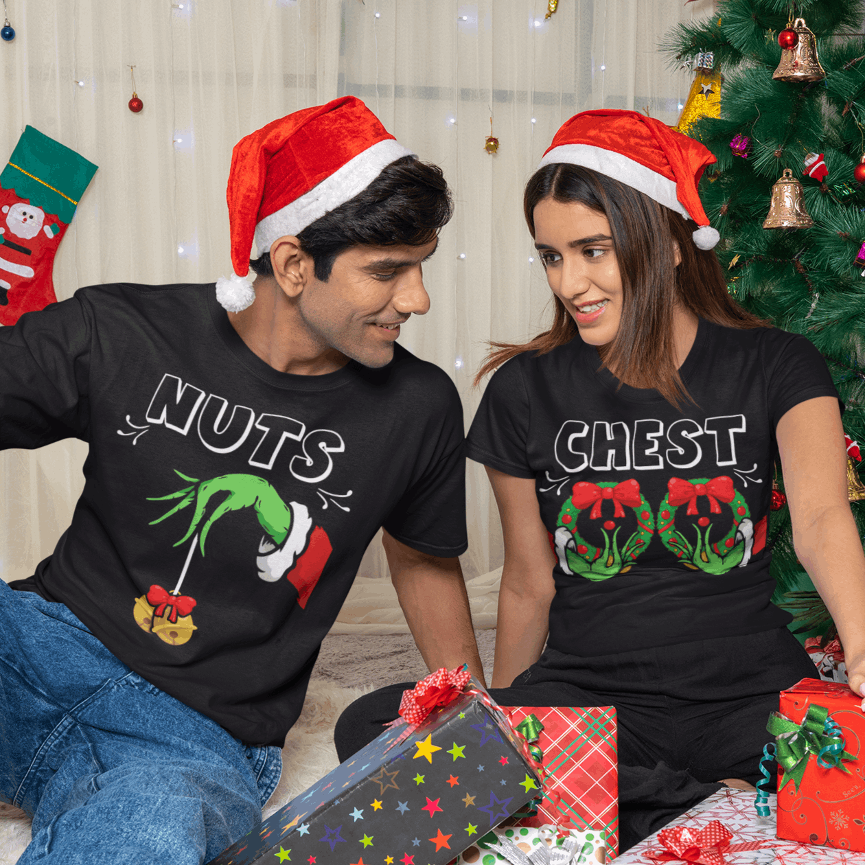 Chest Nuts Couples Matching Shirts, Funny Christmas Matching Shirts, Holiday Sweatshirt, Cute Christmas Shirt, Couple Sweater, Family Tee - Wilson Design Group