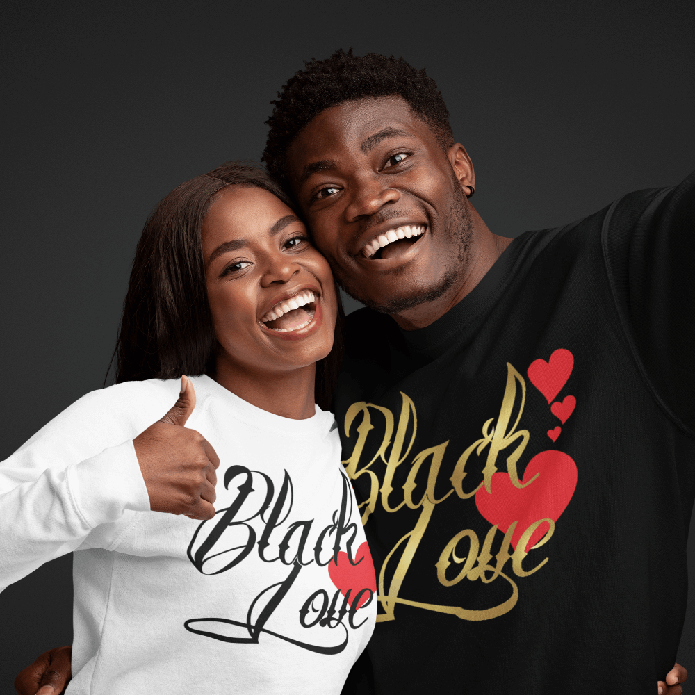 Black Love Sweatshirt / Hoodie, black love t shirts, couple sweatshirt, matching couple shirts - Wilson Design Group