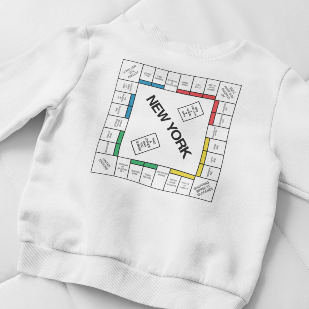 New York Monopoly Sweatshirt | And Just Like That... Carrie Crewneck Sweatshirt / new york monopoly T-Shirt - Wilson Design Group