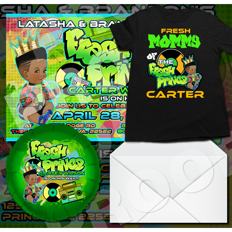 Fresh Prince Baby Shower Invitations with envelopes ( 5 in. x 7 in.) - Wilson Design Group