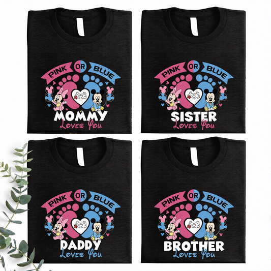 Mickey Minnie Gender Reveal Shirts for Family, Disney Gender Reveal Shirts, Cute Family Gender Reveal Tee, Pink or Blue Team Mickey Mouse
