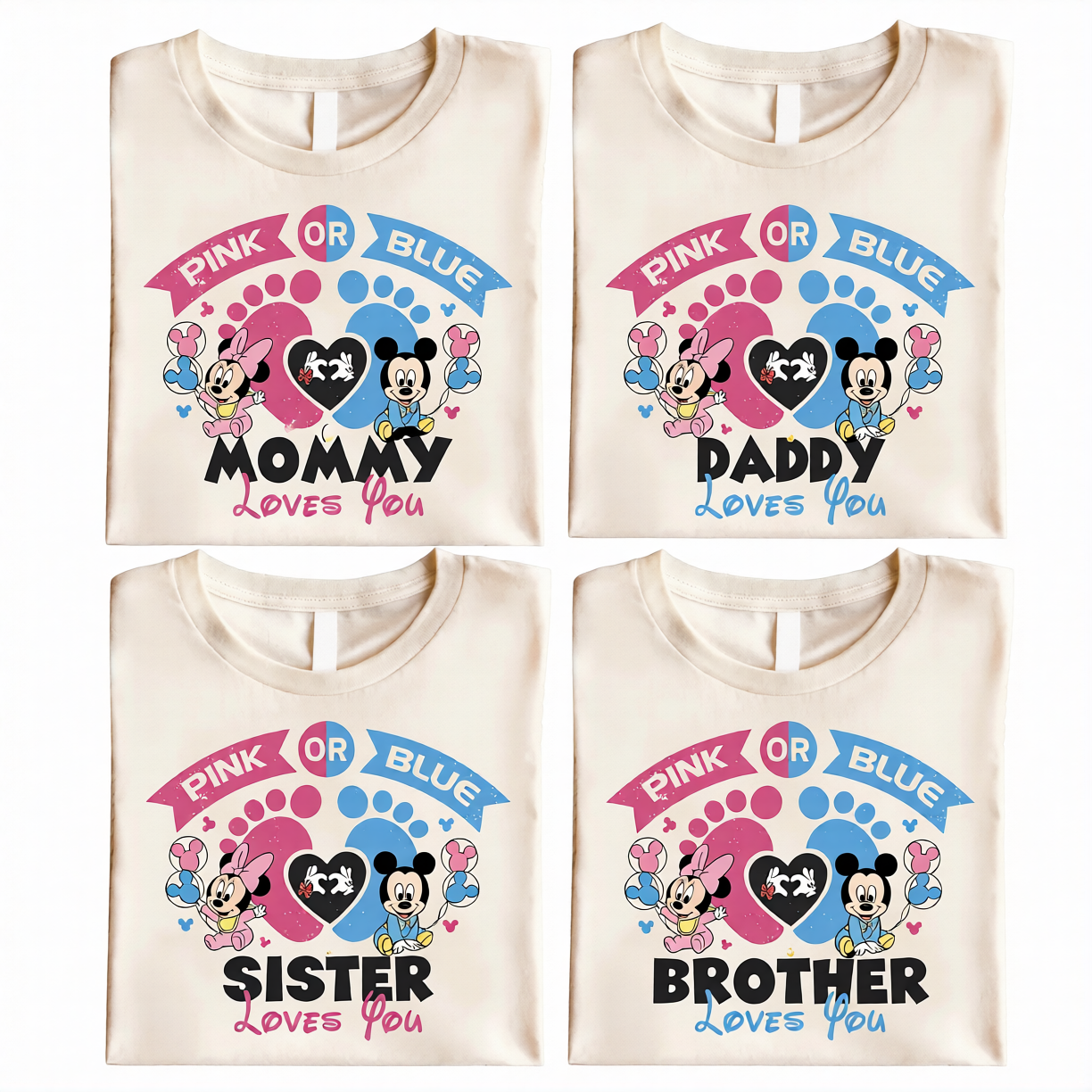 Mickey Minnie Gender Reveal Shirts for Family, Disney Gender Reveal Shirts, Cute Family Gender Reveal Tee, Pink or Blue Team Mickey Mouse