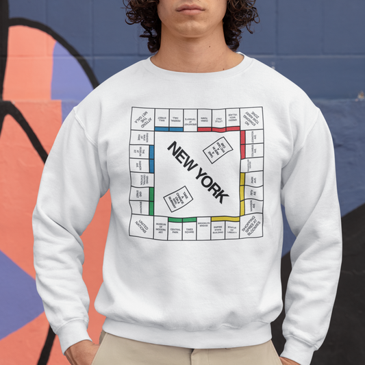 New York Monopoly Sweatshirt | And Just Like That... Carrie Crewneck Sweatshirt / new york monopoly T-Shirt - Wilson Design Group