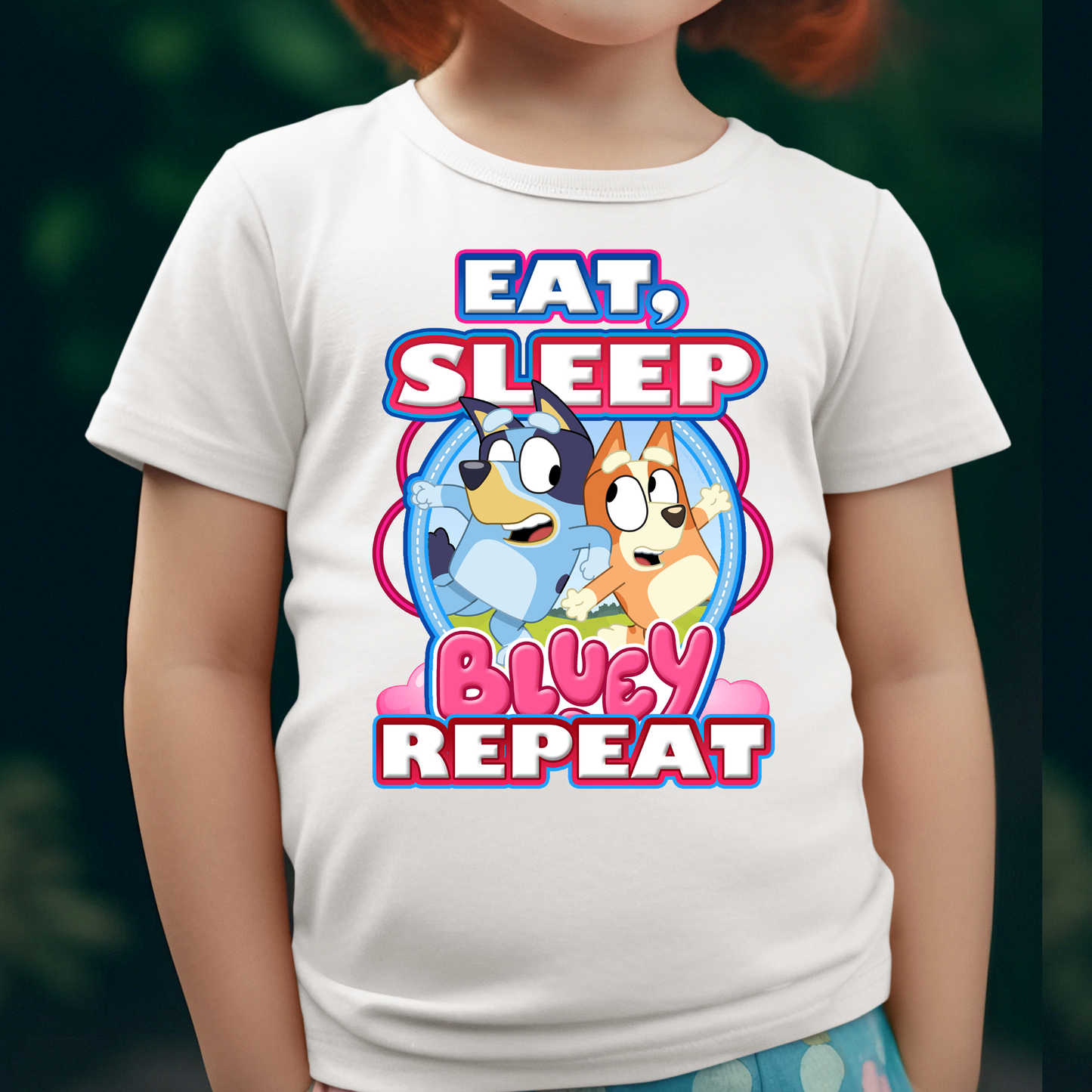 Eat, Sleep, Bluey, Repeat Bluey Shirt for girls - Wilson Design Group