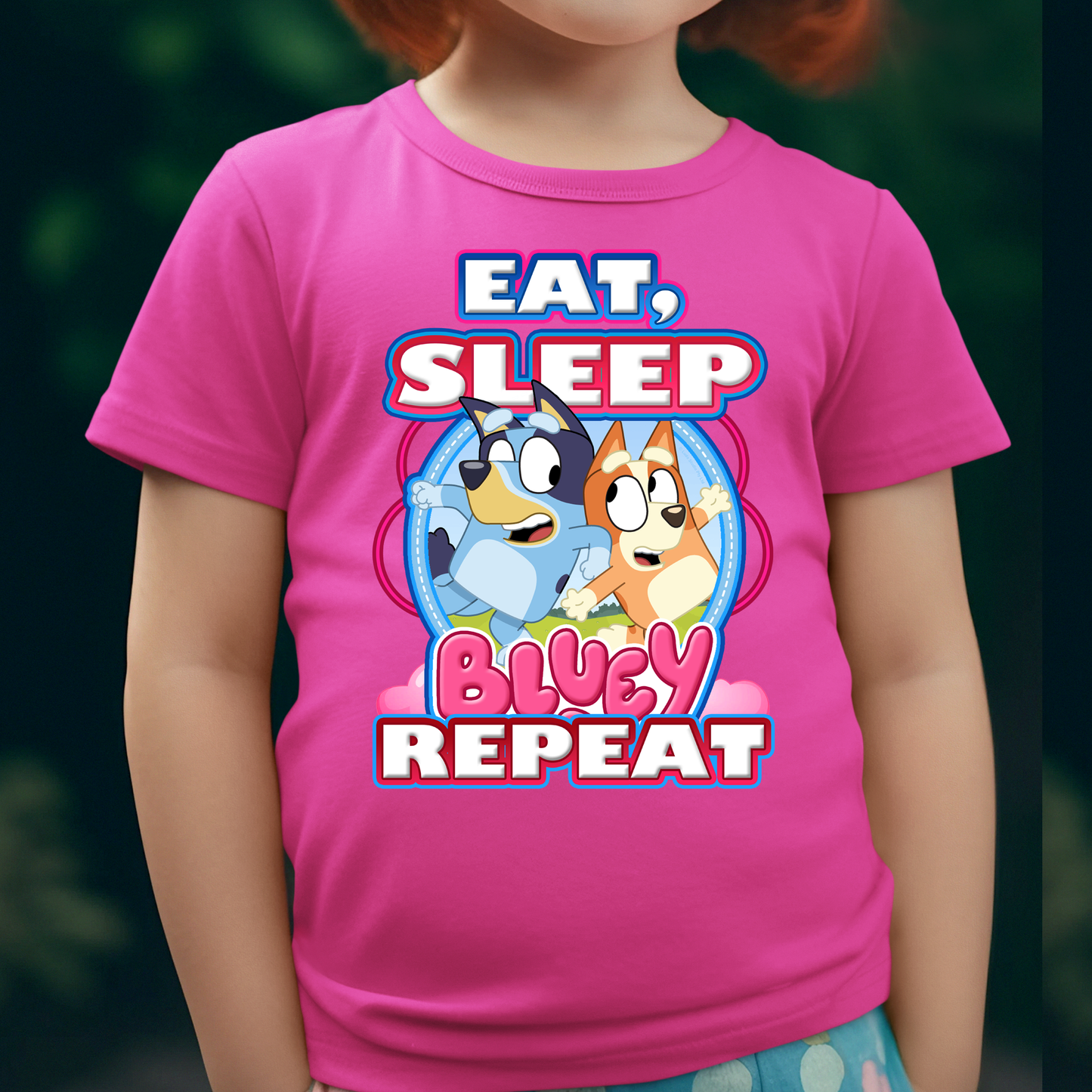 Eat, Sleep, Bluey, Repeat Bluey Shirt for girls - Wilson Design Group
