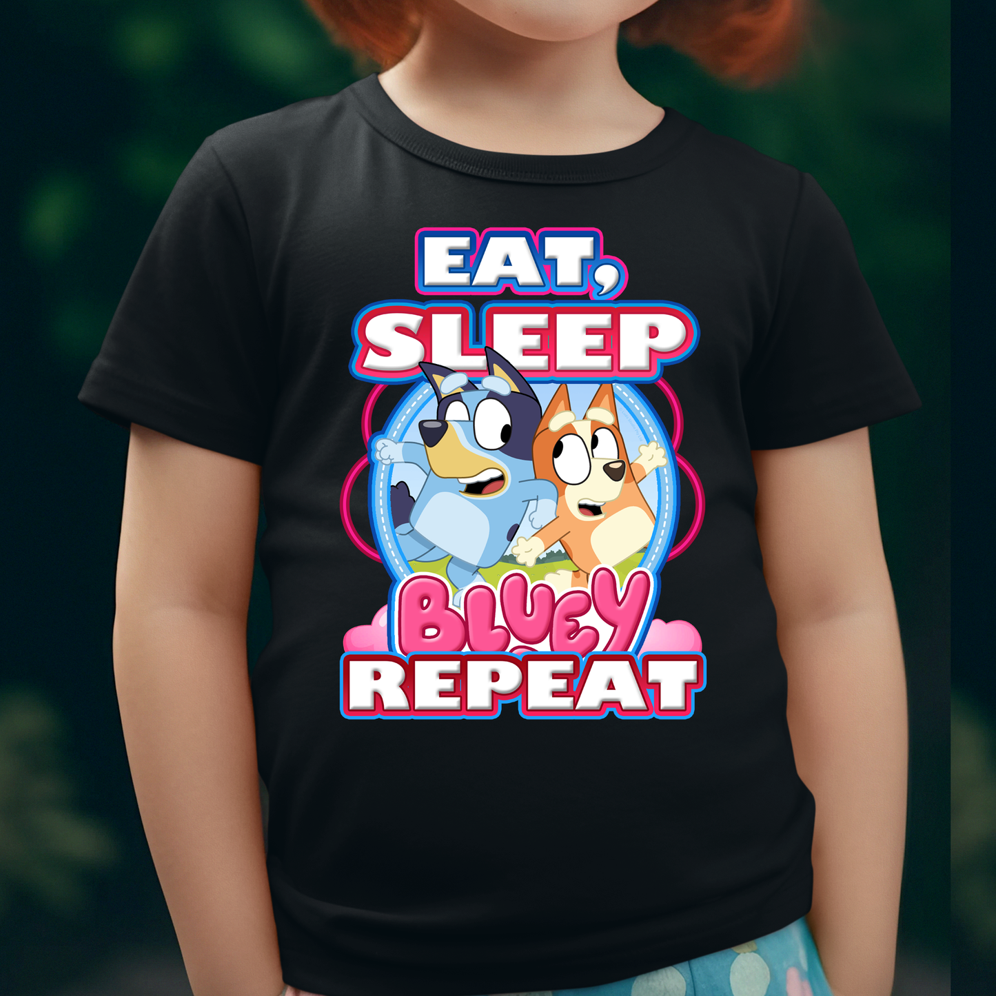 Eat, Sleep, Bluey, Repeat Bluey Shirt for girls - Wilson Design Group