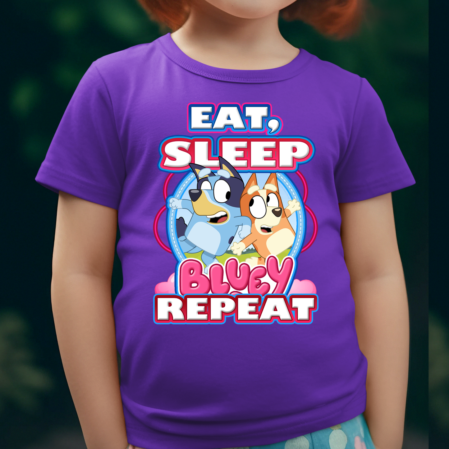 Eat, Sleep, Bluey, Repeat Bluey Shirt for girls - Wilson Design Group