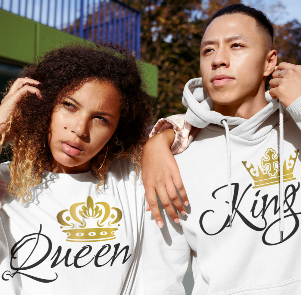 King and Queen couple sweatshirts, couple sweat shirts, matching couple shirts - Wilson Design Group