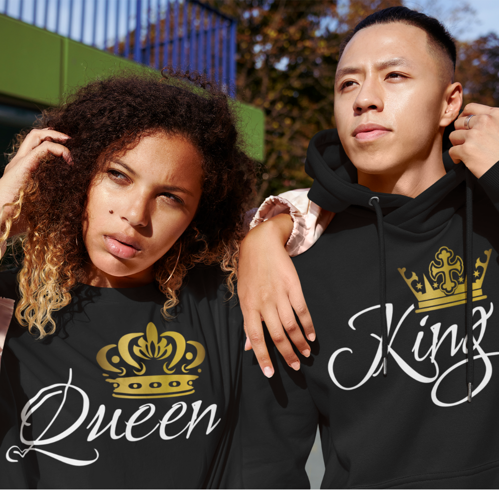 King and Queen couple sweatshirts, couple sweat shirts, matching couple shirts - Wilson Design Group