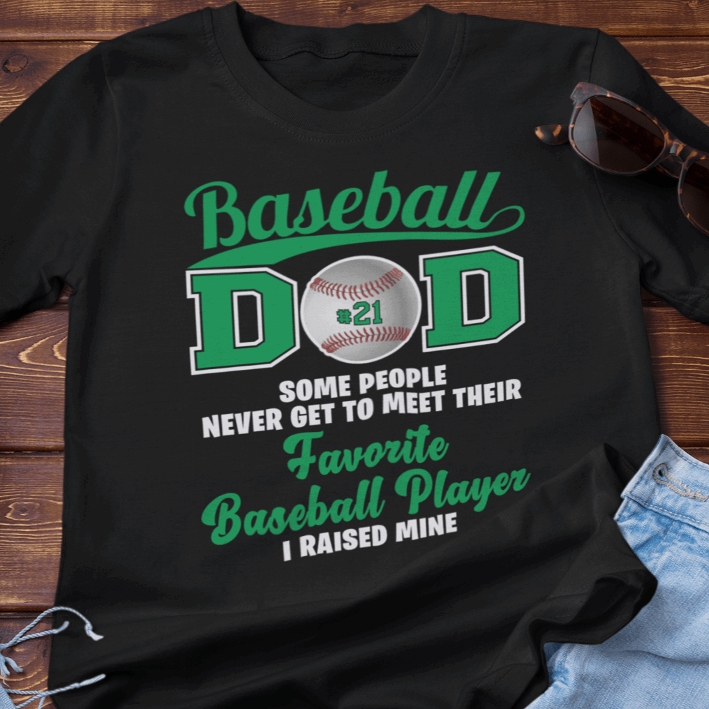 Baseball Dad Shirt ADD YOUR NUMBER Black T-Shirt - Wilson Design Group
