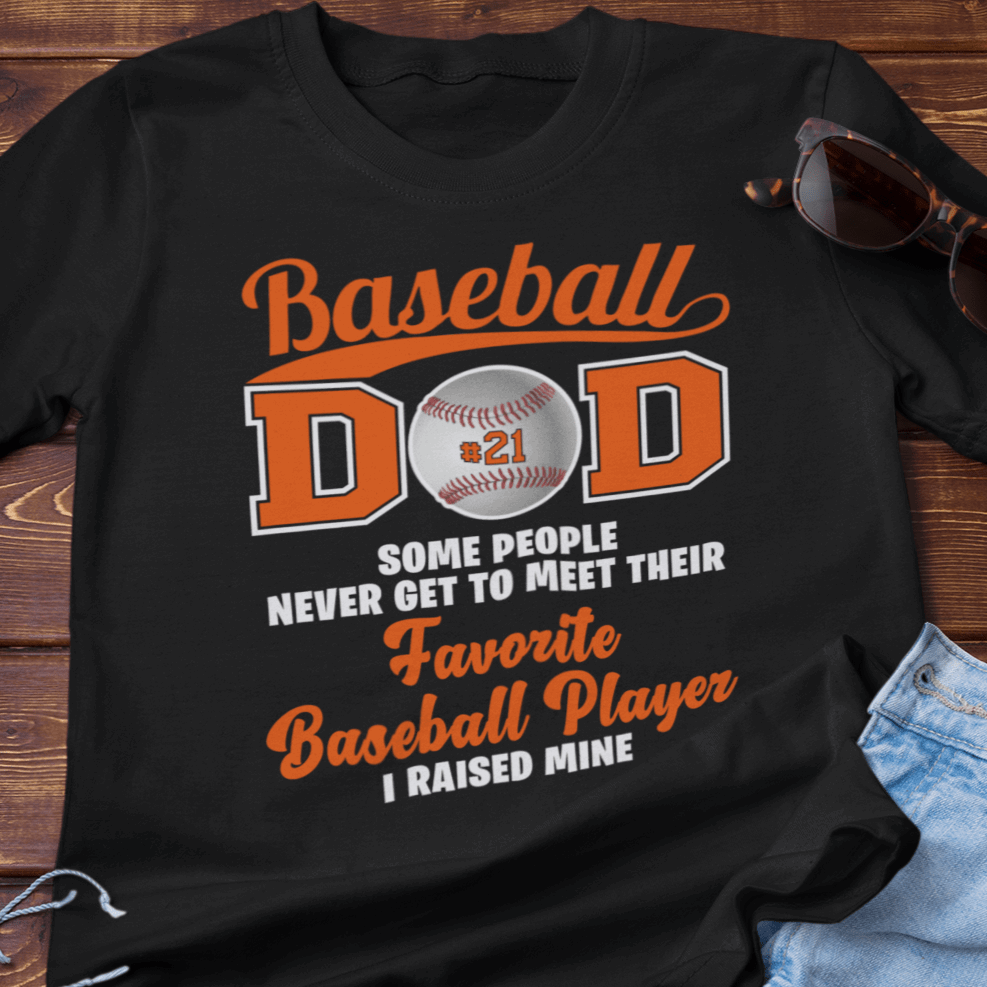 Baseball Dad Shirt ADD YOUR NUMBER Black T-Shirt - Wilson Design Group