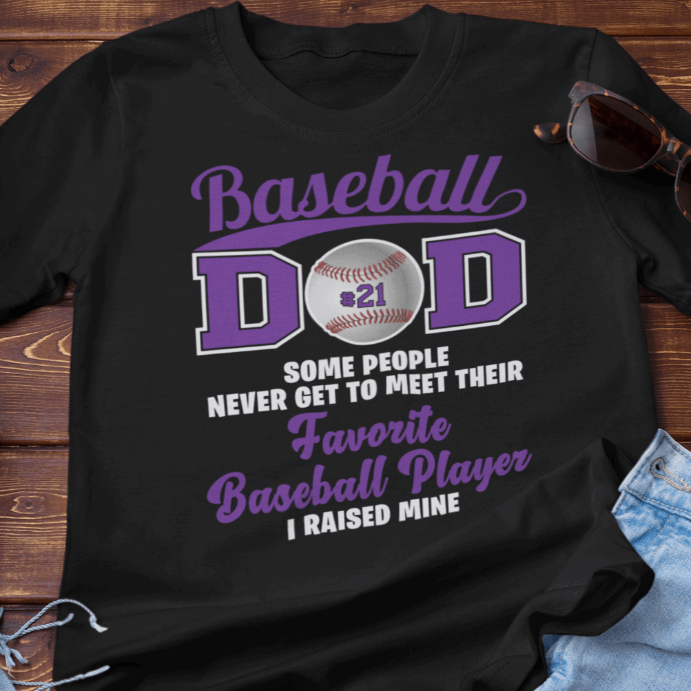 Baseball Dad Shirt ADD YOUR NUMBER Black T-Shirt - Wilson Design Group