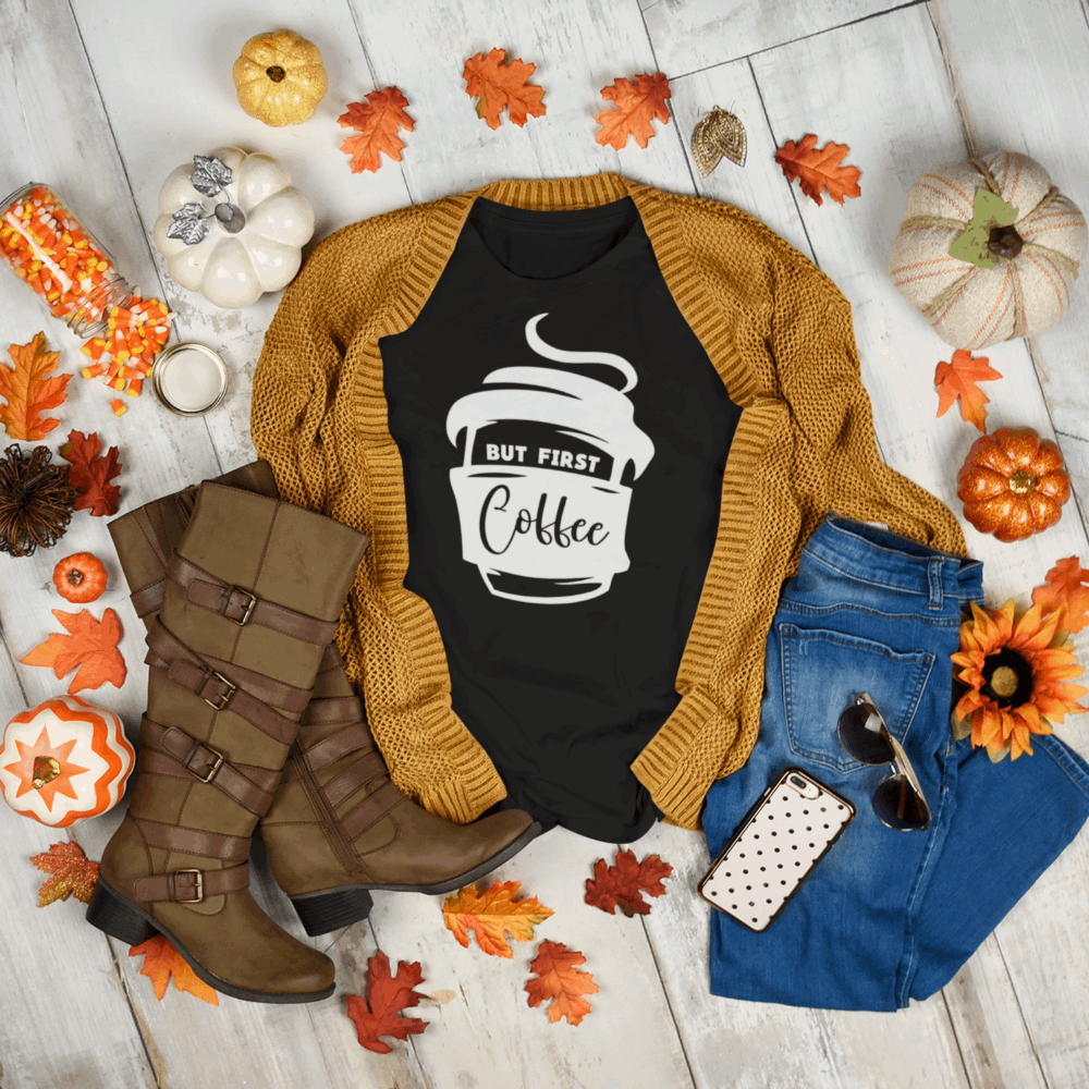 But First Coffee t shirt Bella Canvas Softstyle T-Shirt - Wilson Design Group