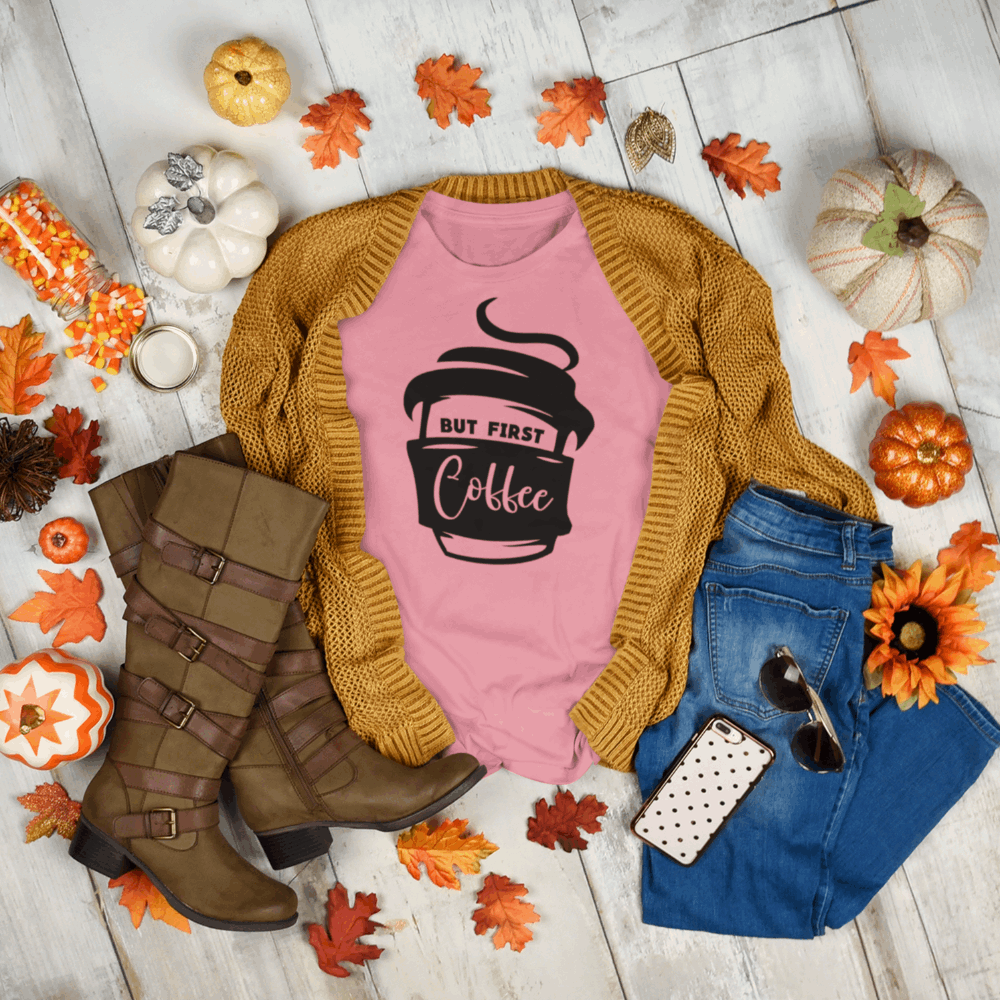 But First Coffee t shirt Bella Canvas Softstyle T-Shirt - Wilson Design Group