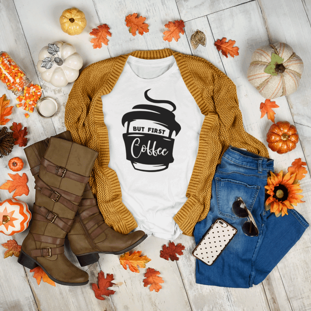 But First Coffee t shirt Bella Canvas Softstyle T-Shirt - Wilson Design Group