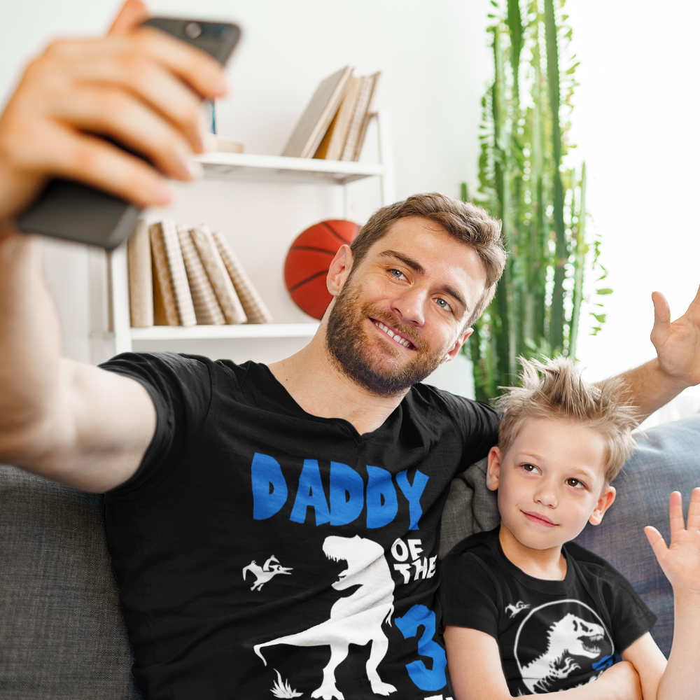 Three-rex birthday boy shirt, dinosaur birthday shirts for family - Wilson Design Group