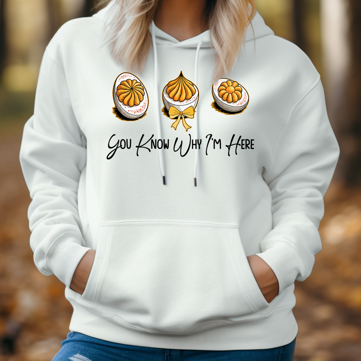 Funny Deviled Eggs You Know Why I'm Here Shirt, Thanksgiving-themed Novelty T-Shirt