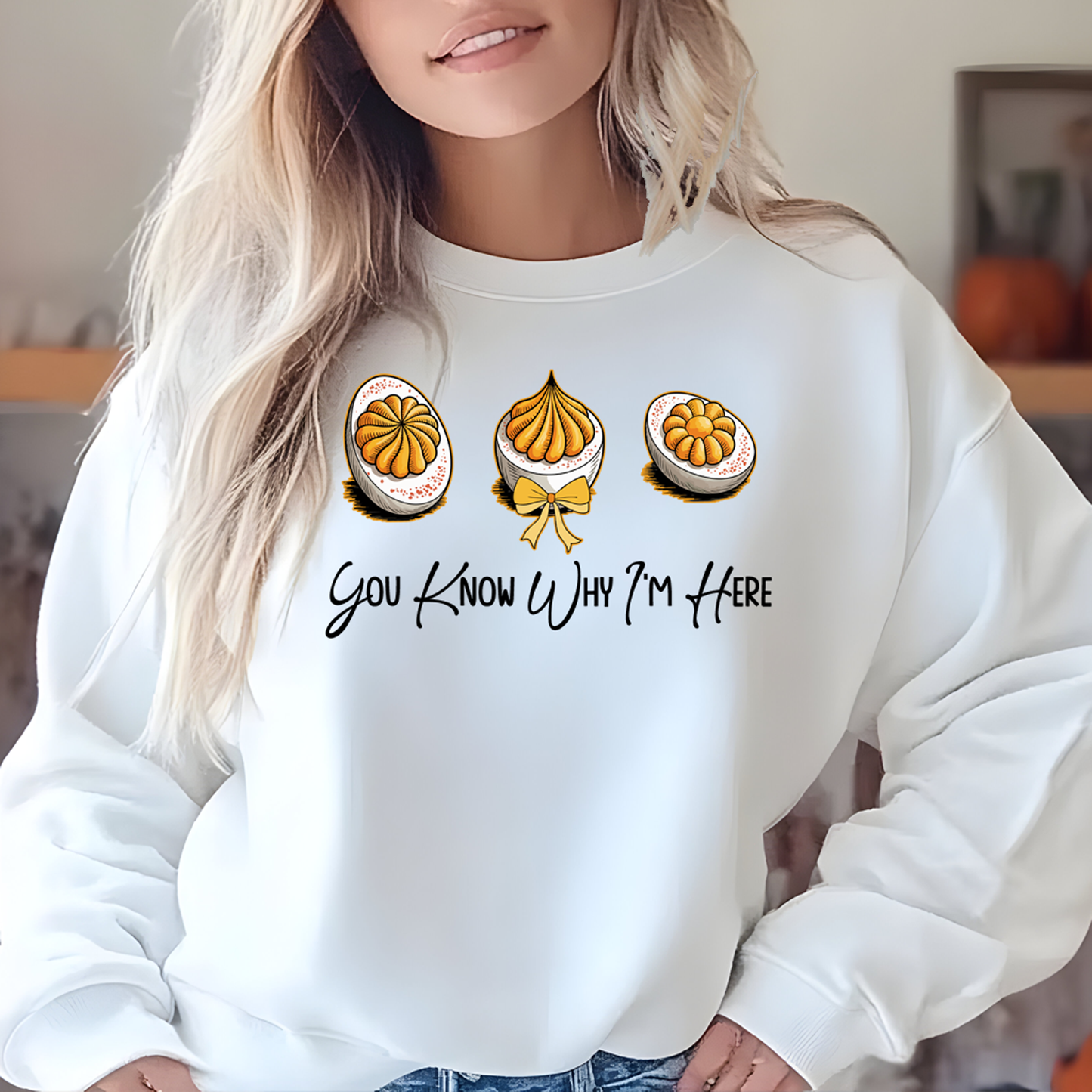 Funny Deviled Eggs You Know Why I'm Here Shirt, Thanksgiving-themed Novelty T-Shirt