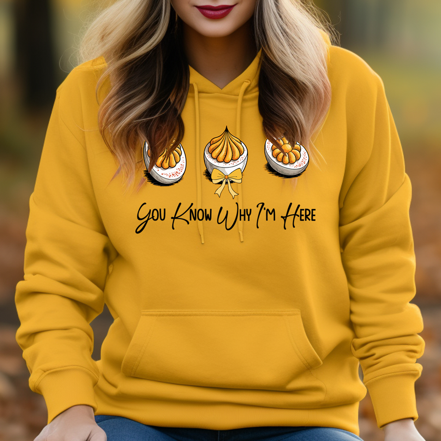 Funny Deviled Eggs You Know Why I'm Here Shirt, Thanksgiving-themed Novelty T-Shirt