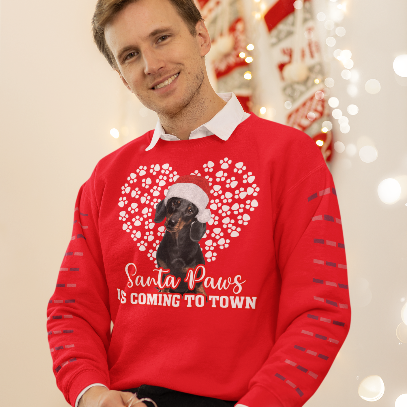 Dachshund Santa Paws is coming to Town sweatshirt - Wilson Design Group